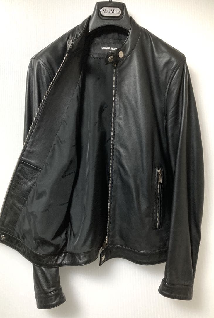 DSQUARED2 約35万円 Single Leather Jacket 44 Dsquared2 Black Boxy Jean Leather Jacket Dsquared2