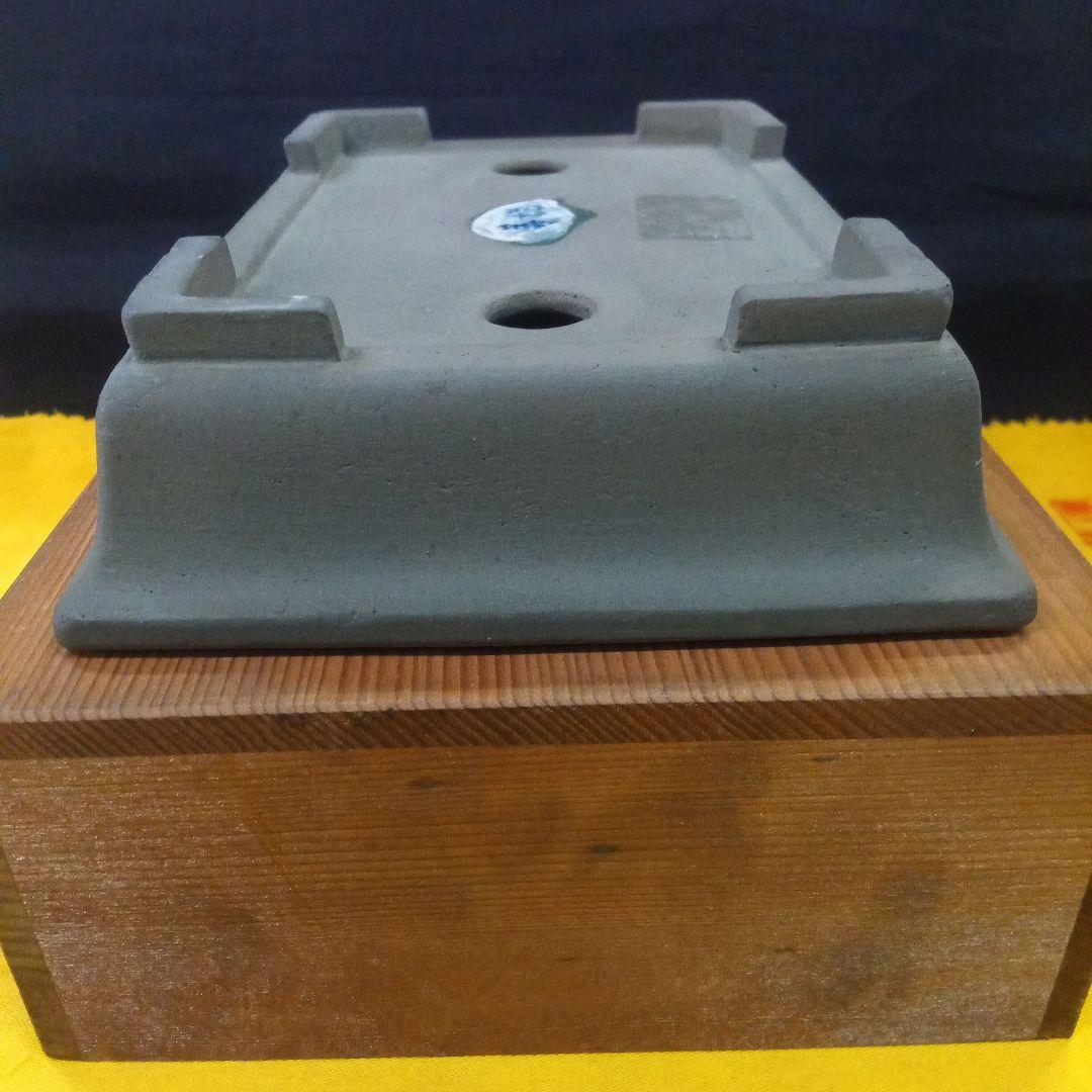 015.【寿悦】烏泥/外縁長方鉢/ミニ盆栽鉢/木箱付き