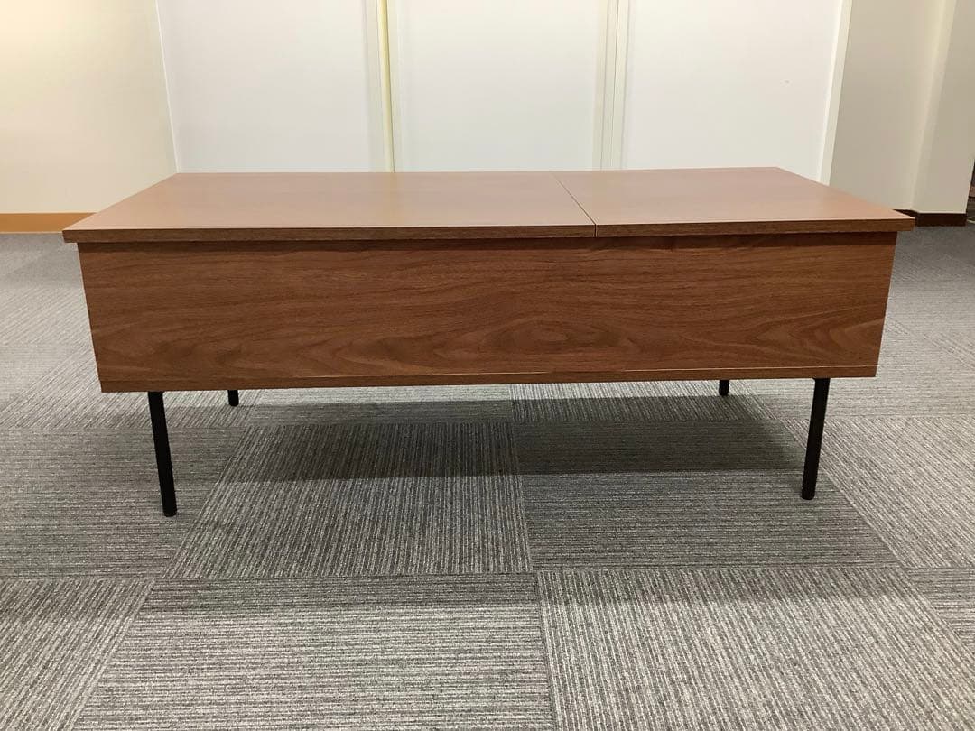 木製昇降テーブル デスクとテーブルの2way 引き出し+スライド収納付き