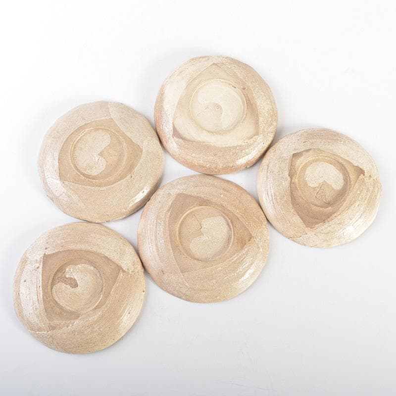 志野焼 絵志野 大橋秋二作 松文 手塩皿 小皿 五客 共箱 V