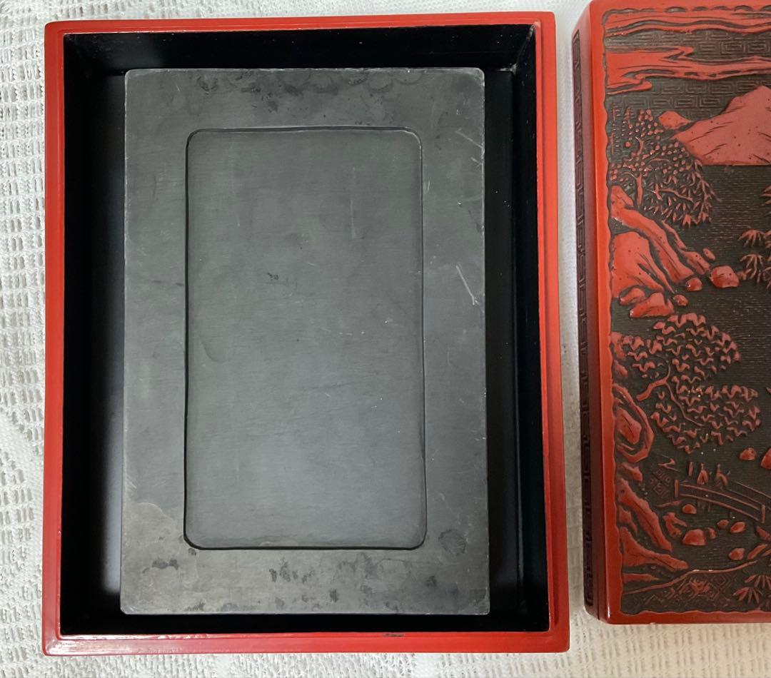 お値下げしました ヴィンテージ 堆朱 硯箱 硯 日本伝統工芸 仙台堆朱？