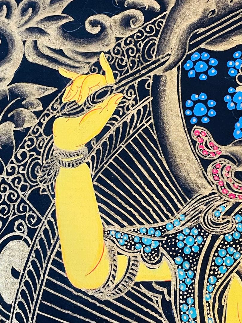 《手描き肉筆画》文殊菩薩 マンジュシュリー 文殊師利 タンカ 曼荼羅 仏画