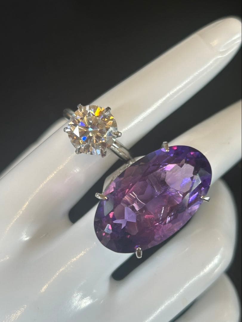 ぶ*ぶ様 天然石アメシスト特大リング16号限定サイズ