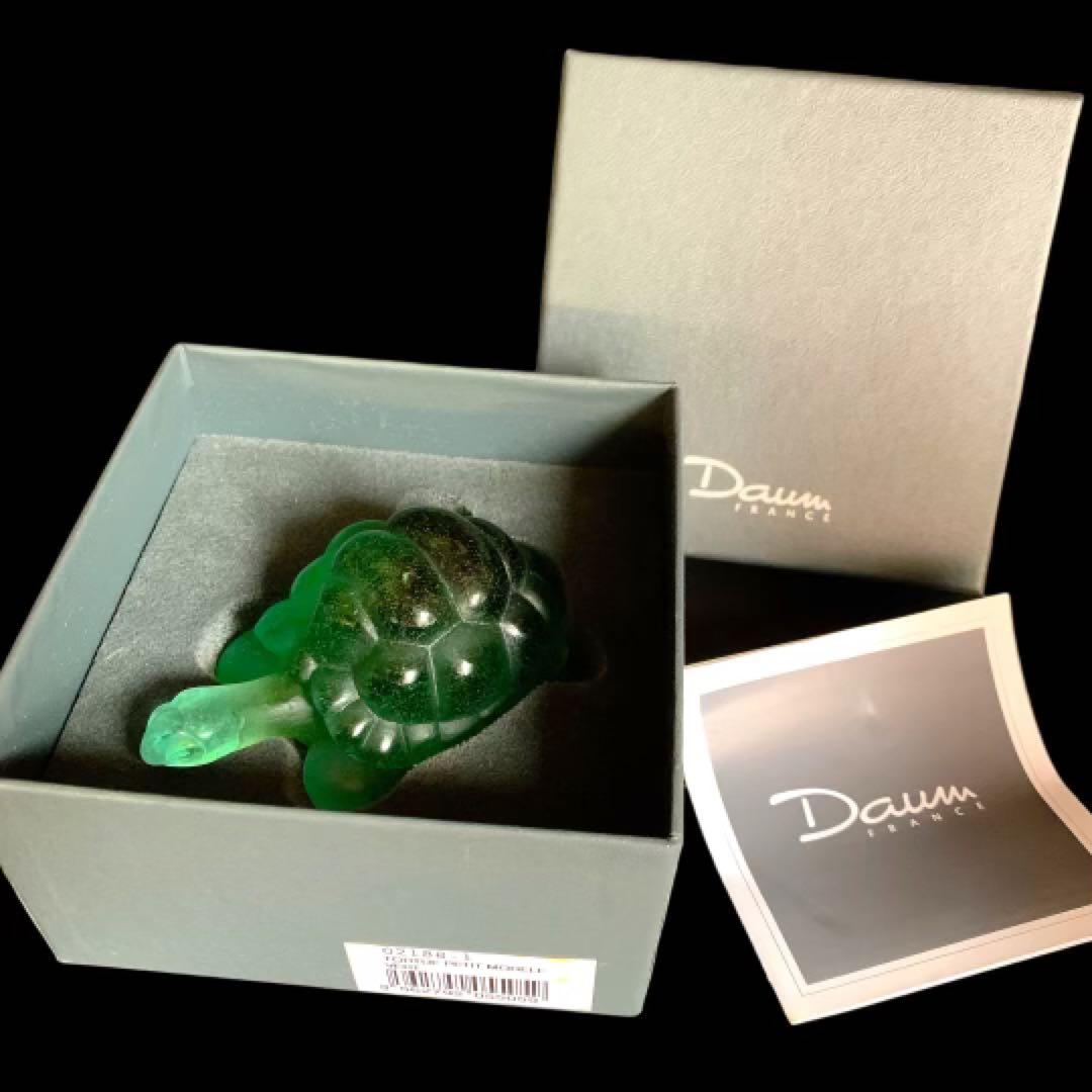 ドームフランス 置物 緑 亀 カメ クリスタル 水晶 ナンシー daum