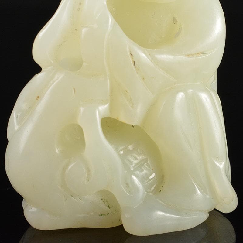 中国 玉石白玉彫刻 人物刻 根付 紙鎮 置物 C R7134E - メルカリ