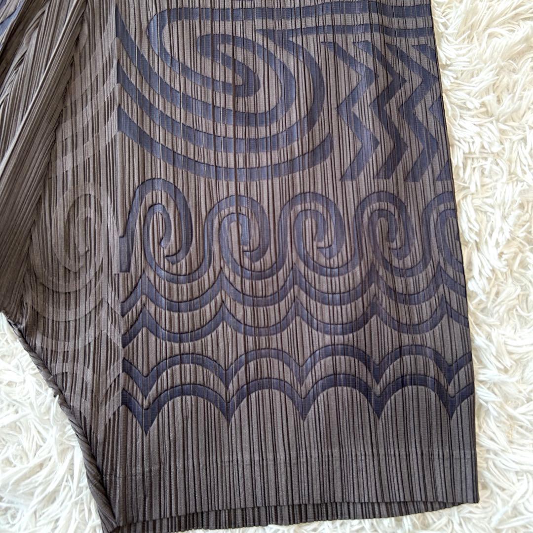 プリーツプリーズ イッセイミヤケ 変形 サルエルパンツ ポケットあり 総柄