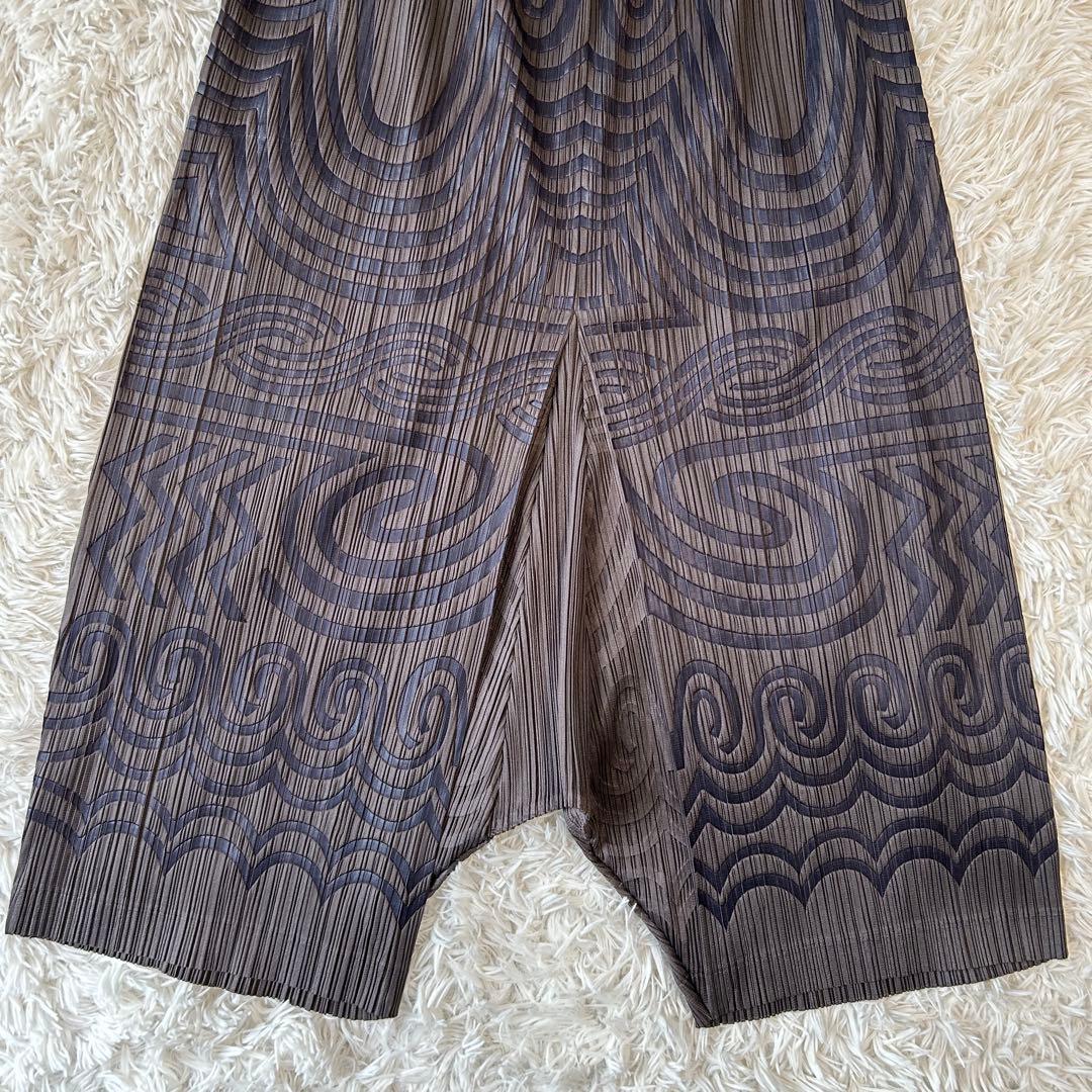 プリーツプリーズ イッセイミヤケ 変形 サルエルパンツ ポケットあり 総柄