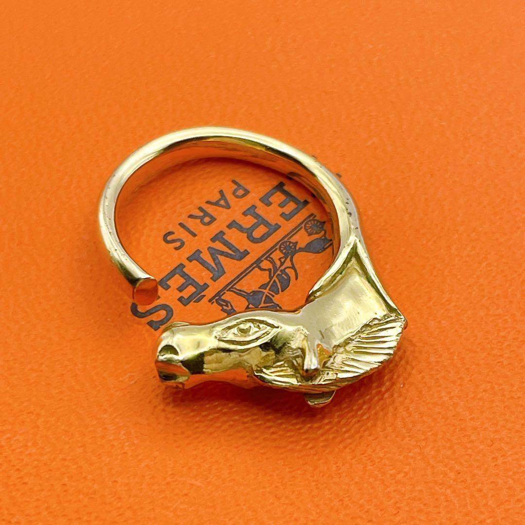HERMES リング　シュバルホース　ヴィンテージ　ゴールド　指輪　11号