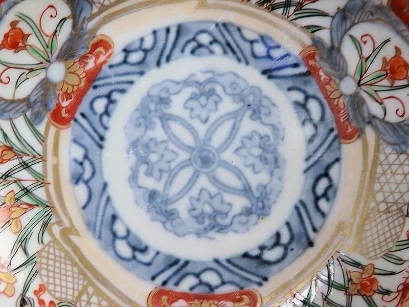 古伊万里　色絵　蝶に菖蒲の図　４寸皿　４枚　C232AS-WWs