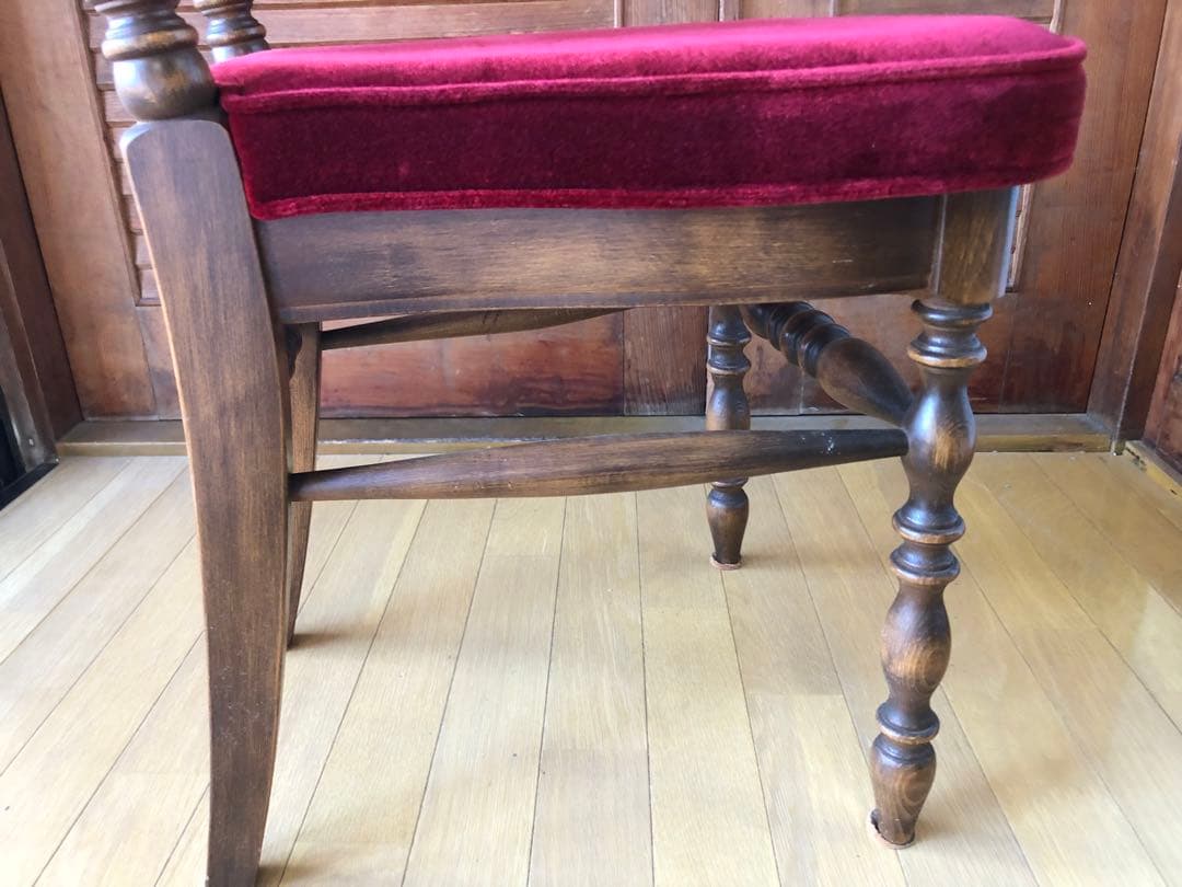 アンティーク椅子 木製 ベロア 洋風 ヴィンテージチェア コスガ 赤