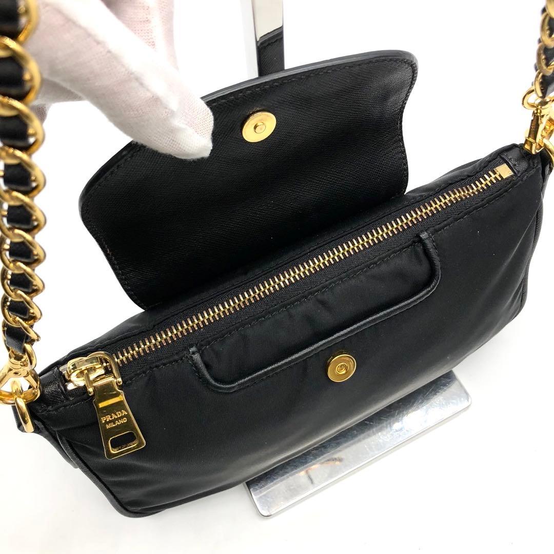 極美品✨プラダ チェーンショルダーバッグ ミニ 三角ロゴ ナイロン 1BH085