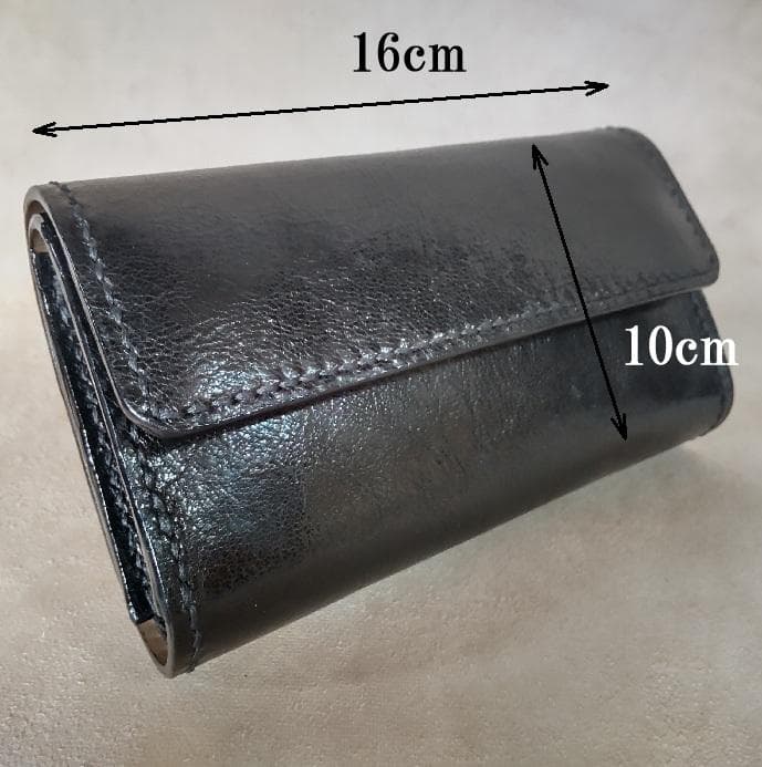 手巻きたばこ 三つ折りシャグポーチ（黒)高級姫路レザー使用 一点物S-58HC