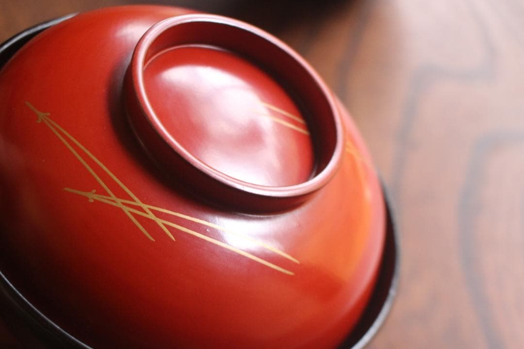 時代逸品！優美な見返し鶴蒔絵の映える日の出椀2点（検輪島塗雑煮椀蒔絵椀