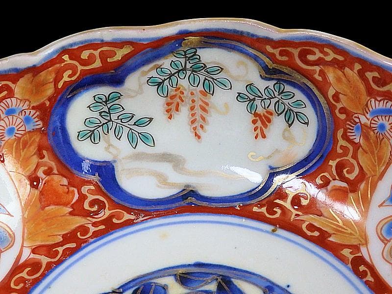 古伊万里 色絵 窓絵 藤に蝶 菊の図 膾皿 5客 C202AS-CWv - メルカリ