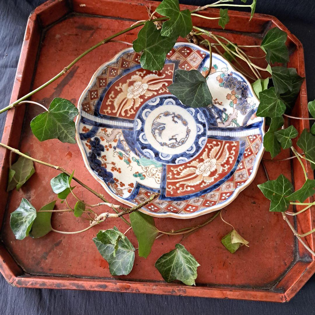 華やかな食卓！ 金彩古伊万里皿(直径21cm)」富貴長春皿4客セット 骨董アン