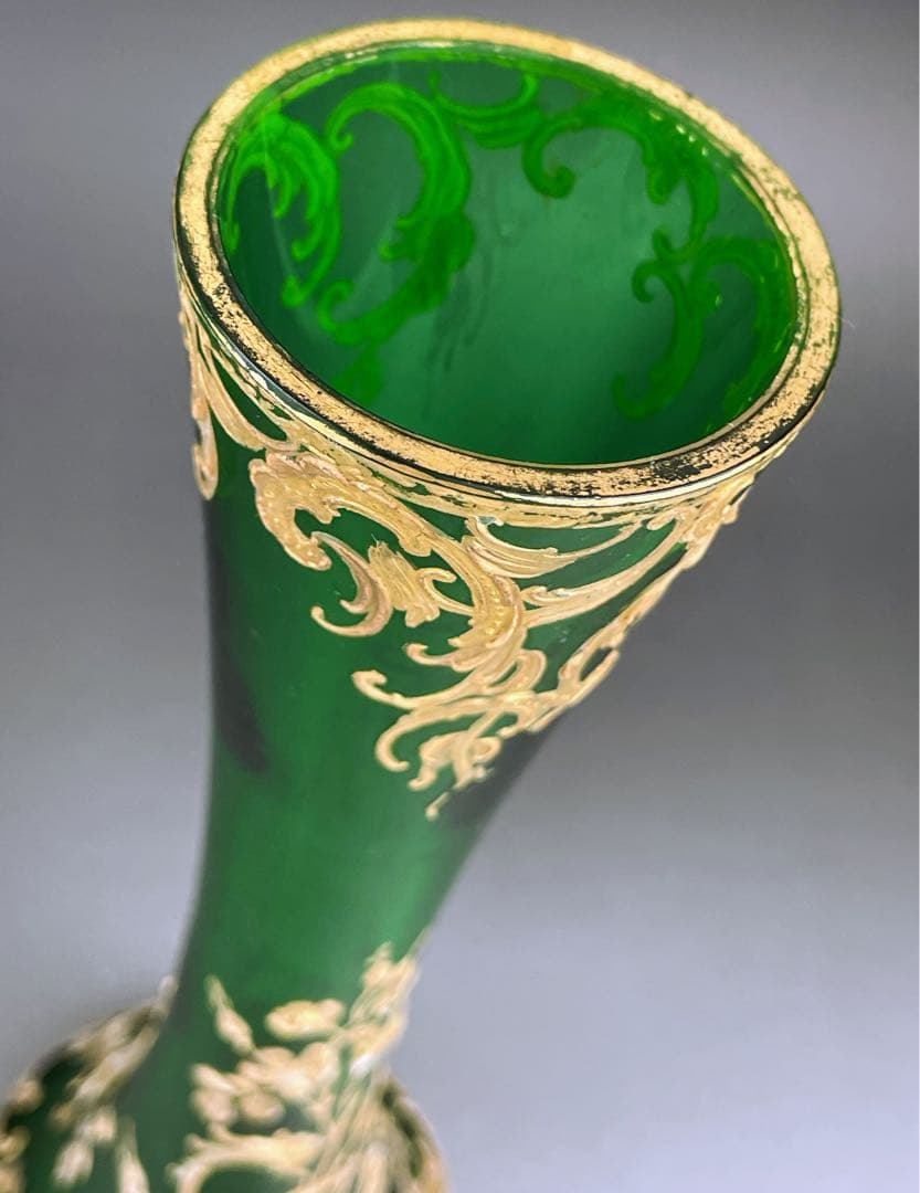希少】モーゼル 23．8㎝ エナメル盛 金彩 金盛り 花瓶 水差し