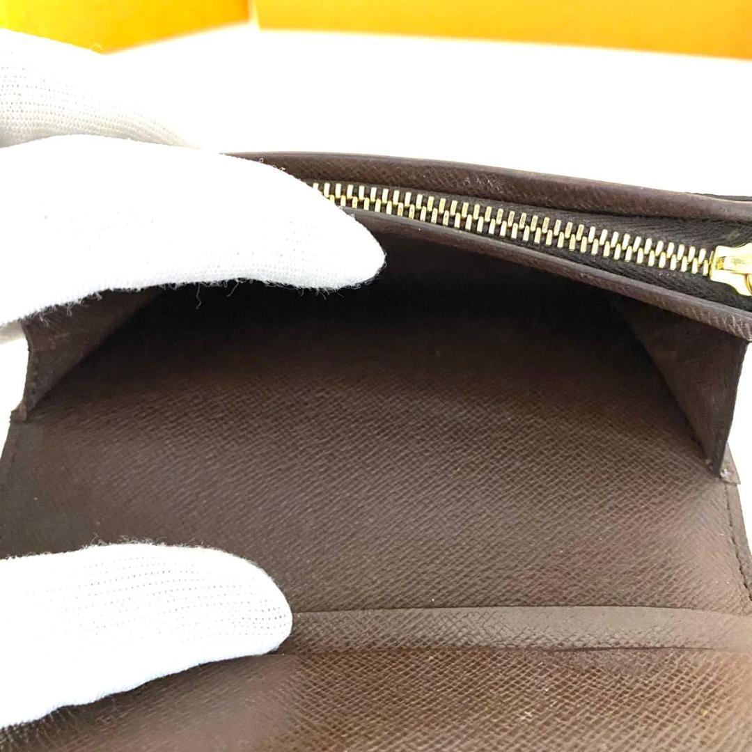 ルイ ヴィトン◎トレゾール ダミエ エベヌ 二つ折り L字ファスナー