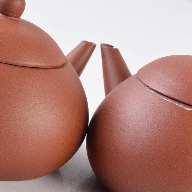 中国　中国宣興銘　紫砂　朱泥　急須　茶壷　一對　V　R8965