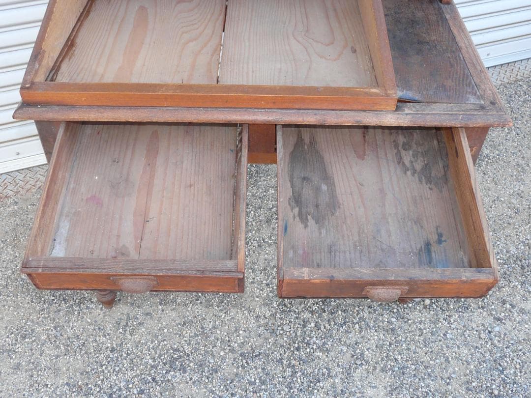 昭和レトロ 帳簿台 ドローイング アンティーク 机 文机 テーブル 木製