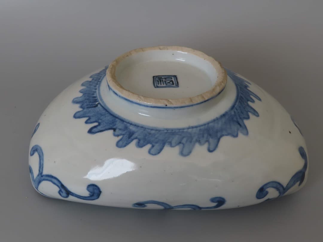 中国 明末清初 古染付大鉢 (検)青花 景徳鎮 祥瑞