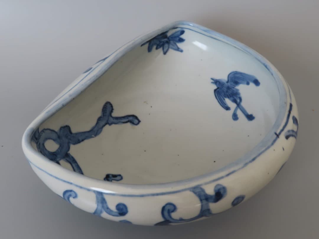 中国　明末清初　古染付大鉢　(検)青花 景徳鎮 祥瑞