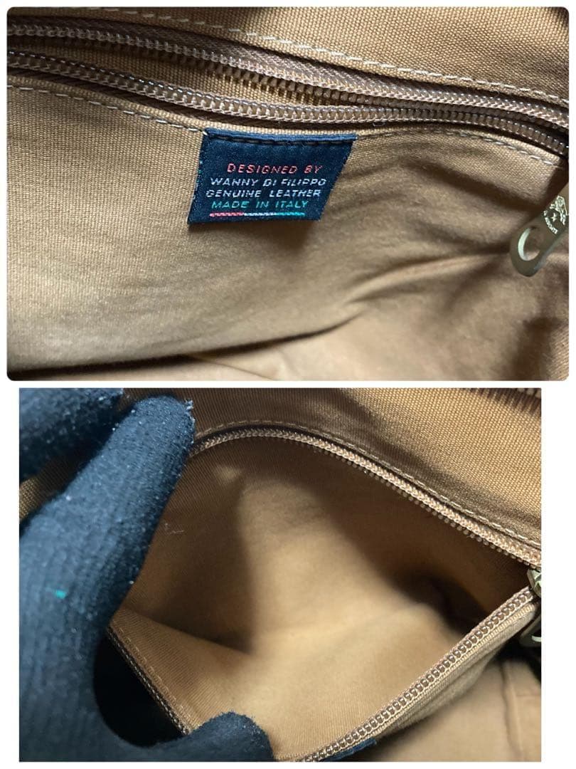 【美品】イルビゾンテ　バケツ型　ショルダーバッグ　オールレザー　ロゴ型押し　茶