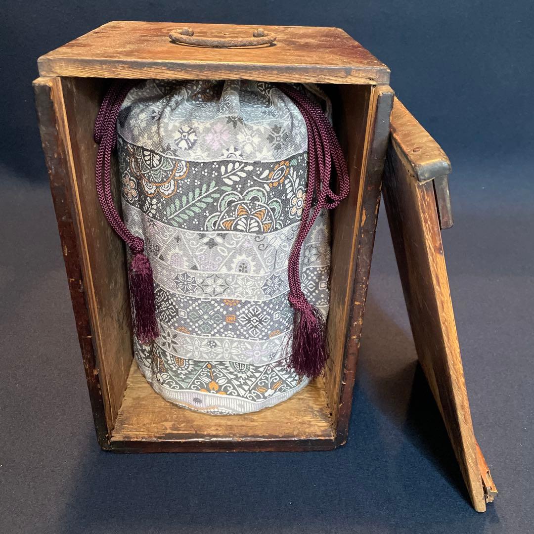 時代物「秋草に露 蒔絵」の『丸型重箱』仕覆・共箱付※美