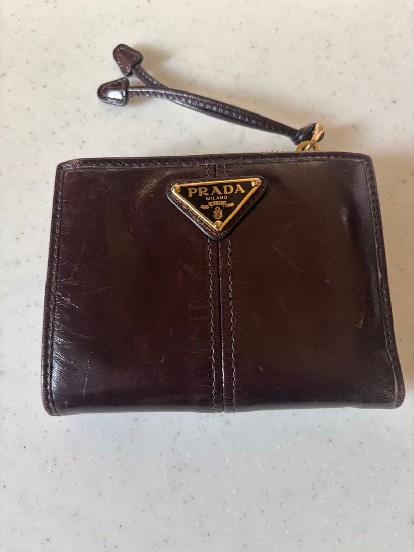 ［正規品］PRADA ソフトルックスレザー 財布トライアングル ロゴ