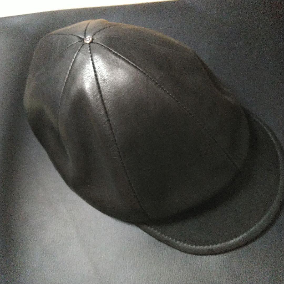 LEATHER & SILVER MOTO レザーキャップ ブラック