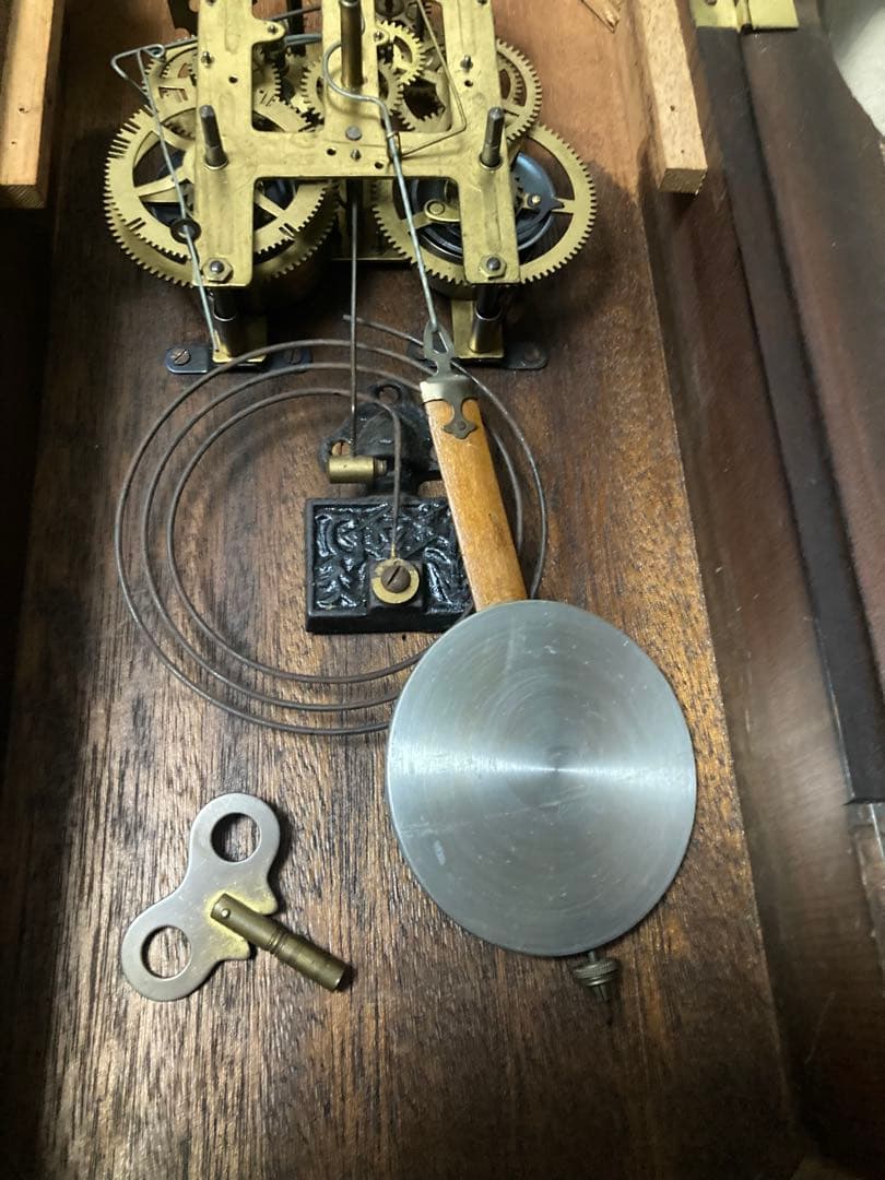 Meiji時計 数打ち式8日巻アンティーク柱時計 稼働中