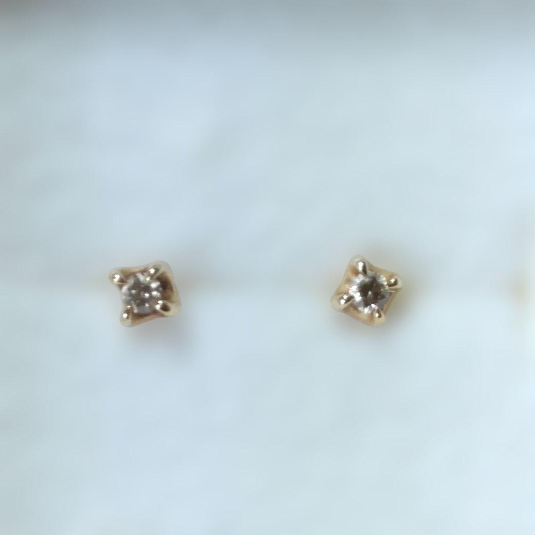 agete アガット 廃盤】K18 ダイヤモンド 一粒ダイヤ ピアス 深津 K18