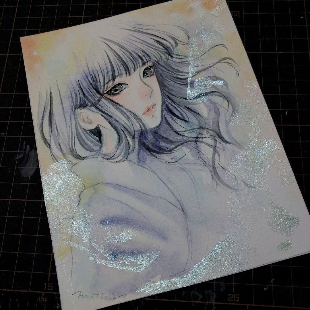 231119D 肉筆原画絵画手描きイラストオリジナル水彩画和装美人画