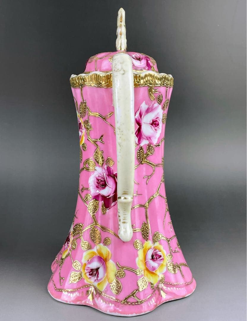 専用】オールドノリタケ 金盛り 薔薇紋 ピンク ゴールド チョコレート