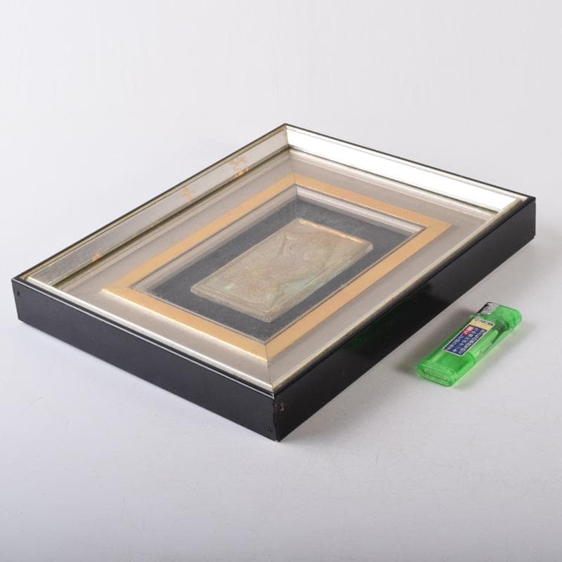 彫刻家　日展会員　浦山一雄作　銅板レリーフ　鳥人物像　額装　N　8102