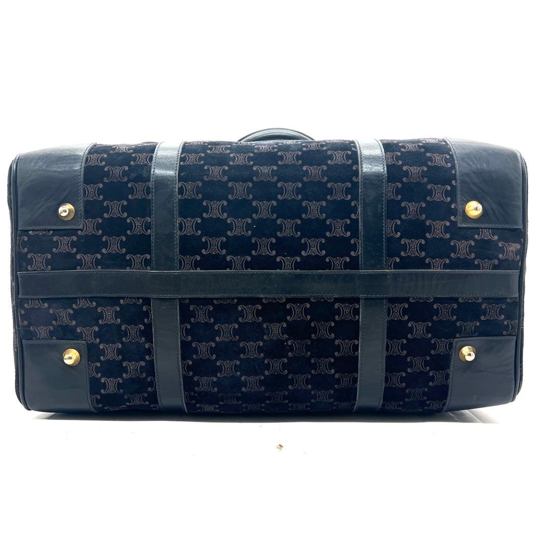 【美品】セリーヌ ボストンバッグ マカダム柄 ロゴプレート 金馬車