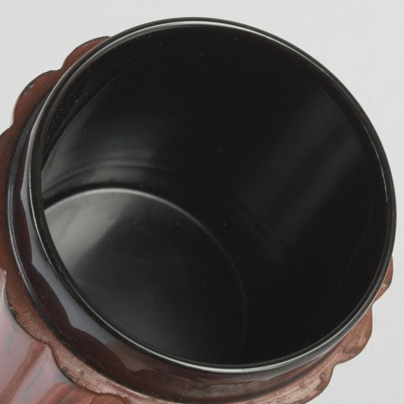 茶道具 輪島塗 久世宗春作 根来菊形 末広棗 共箱 V 9648