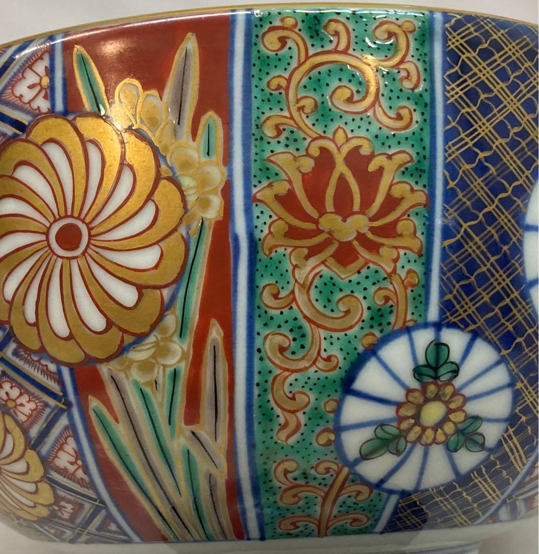 B215  九谷焼「十錦手菓子鉢」大聖寺伊万里　骨董　錦手　茶道具　石川