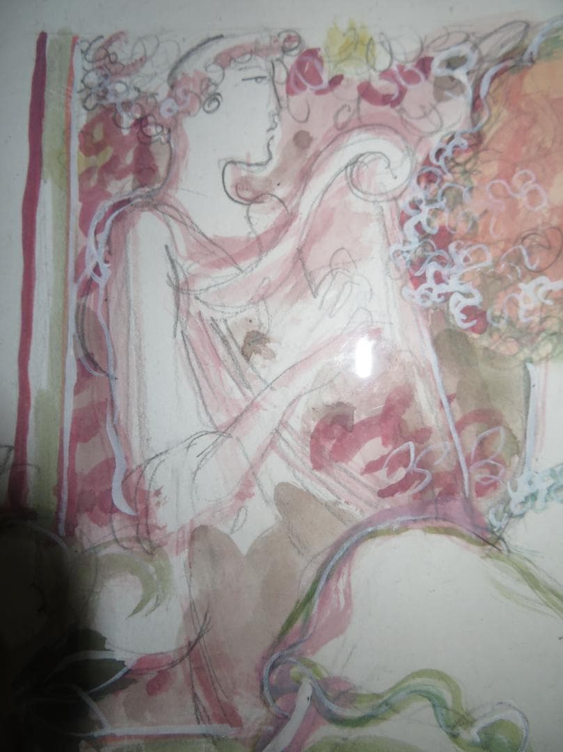 ◇ サージ・マルジス（Serge Marjisse） 水彩 「シャンパン」 ◇