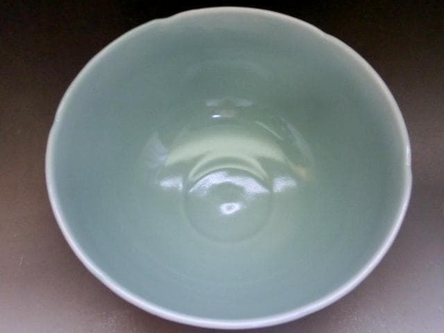 茶碗■青磁「大石督幸造」銘馬蝗絆写（龍泉窯 南宗時代）直し調 時代物 骨董品■