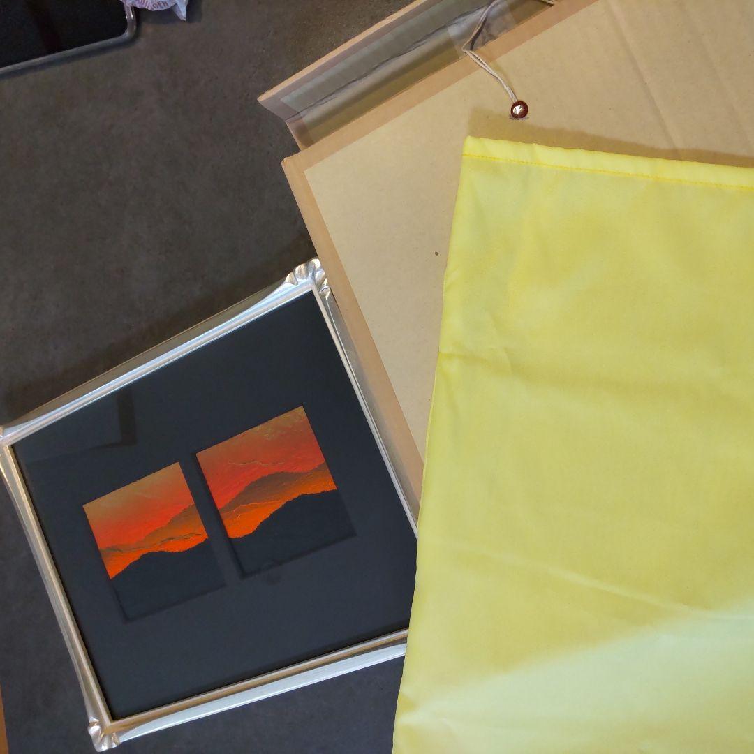 額装 雄勝石絵 10cm角 x 2 石絵画家 齊藤玄昌實作 - メルカリ