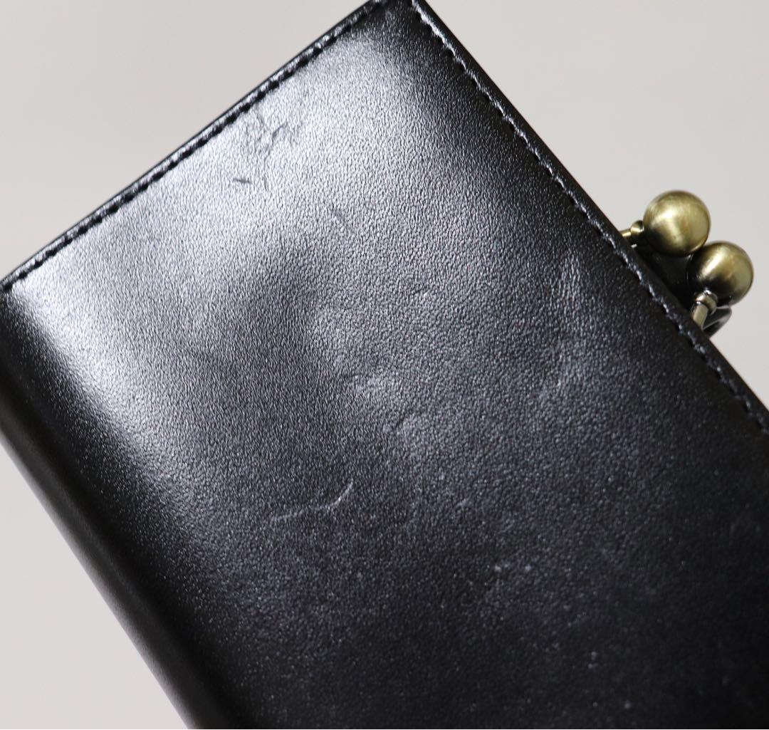 《アナスイ》未使用 ポケット多数 上品薔薇ブローチ付 レザー2つ折りがま口財布