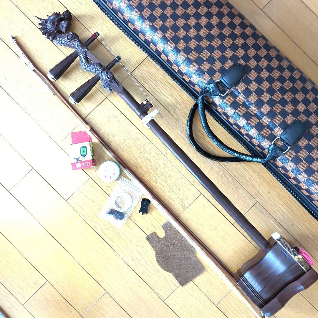 胡涵柔製作 未使用 最上級明清老紅木 龍彫刻 二胡1 - メルカリ