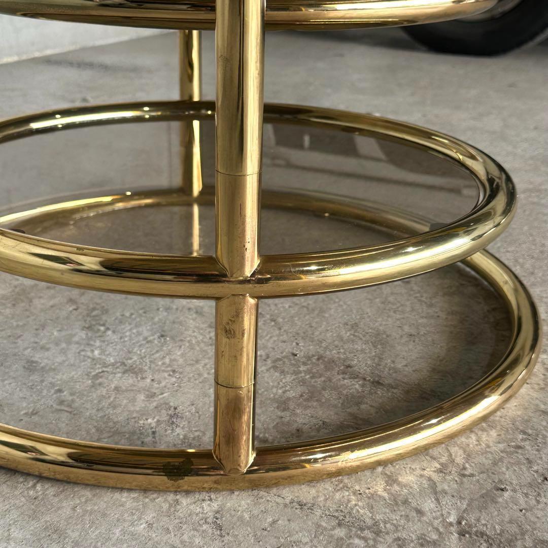 ✿北欧レトロ✿ミッドセンチュリー 3段ガラスサイドテーブル ラウンド