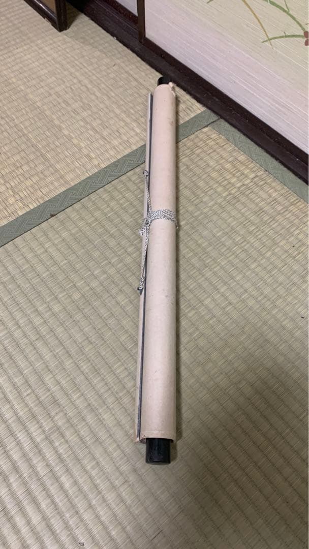 レトロな掛軸　竹&水石　在銘　水墨画　日本画　中国画