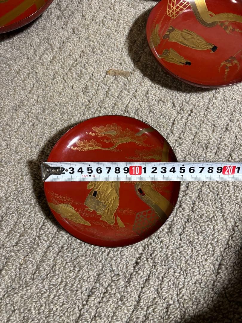 明治時代 金蒔絵 朱塗 祝議用 大盃 金彩絵図 漆器 骨董品 蔵出し