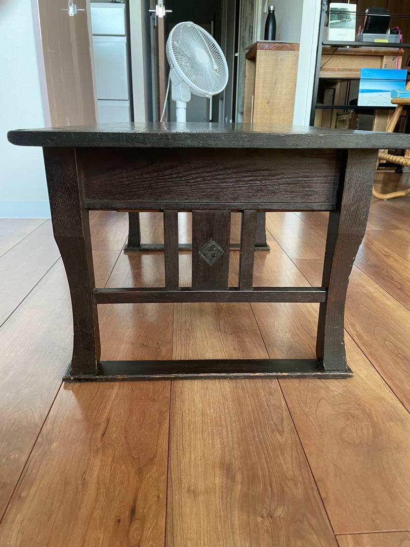 昭和初期】和風文机 2つ引き出し付き ダークブラウン