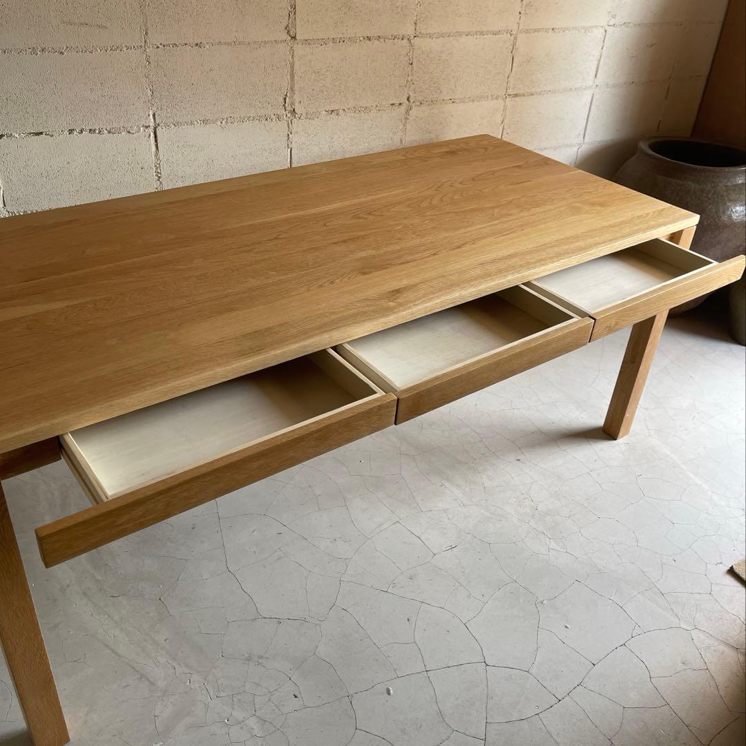 美品　無印良品　MUJI ダイニングテーブル　180 オーク無垢材　引出し付
