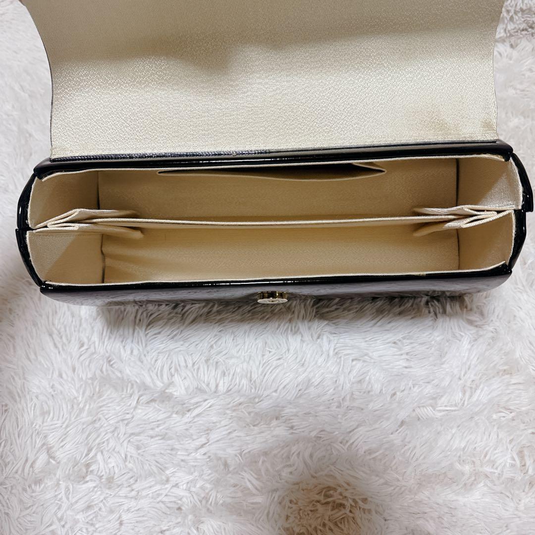 ✨美品✨利休バッグ 和装用バッグ グレーと黒エナメルのコンビ