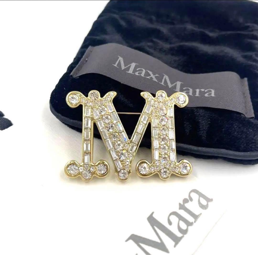 MAX MARA☆Mロゴモチーフ クリスタル ブローチ