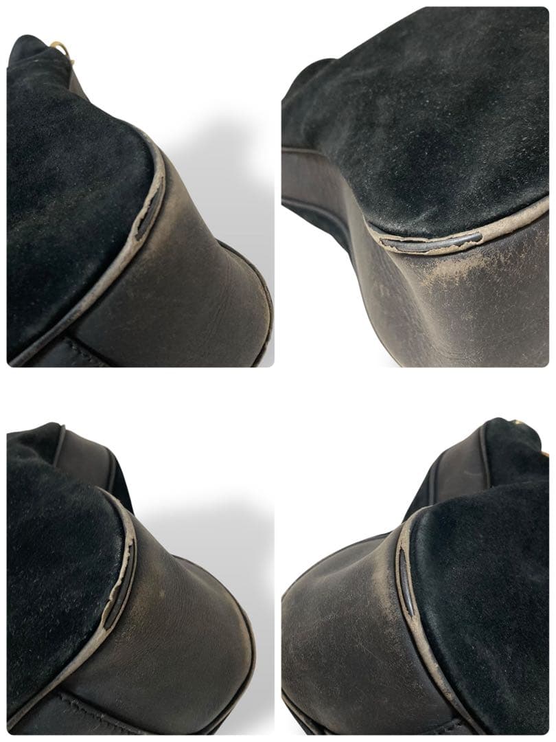 【ヴィンテージ】グッチ　バンブー　ワンショルダーバッグ　スウェード　黒　肩掛け